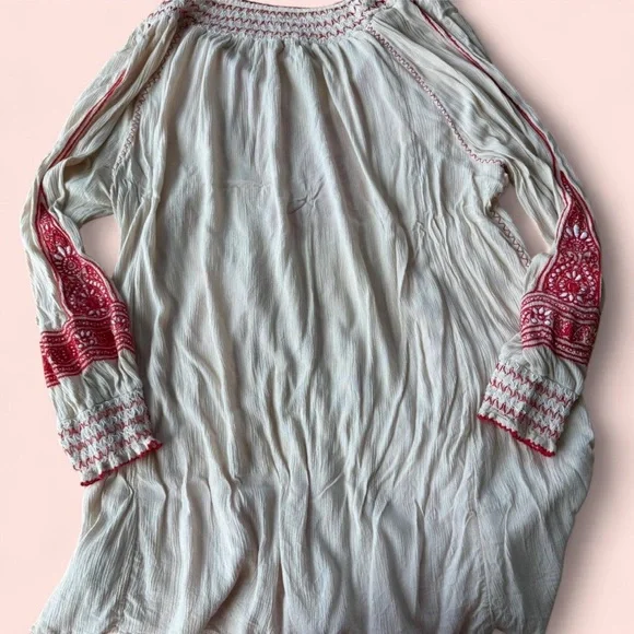Free People White and Red Embroidered Top - Picture 2 of 4